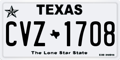 TX license plate CVZ1708