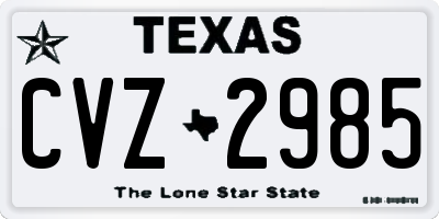 TX license plate CVZ2985