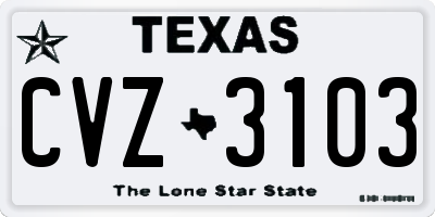 TX license plate CVZ3103