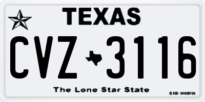 TX license plate CVZ3116