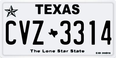 TX license plate CVZ3314