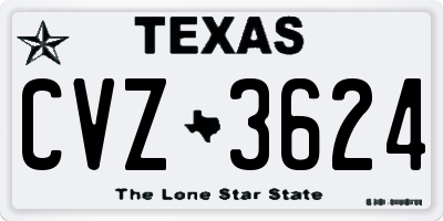 TX license plate CVZ3624
