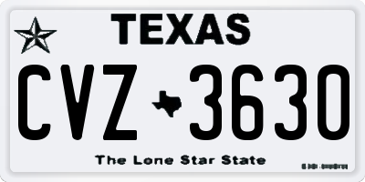 TX license plate CVZ3630