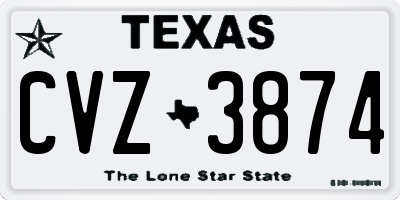 TX license plate CVZ3874