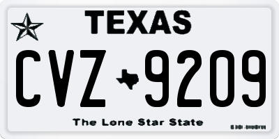 TX license plate CVZ9209
