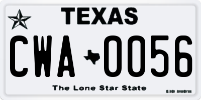 TX license plate CWA0056