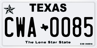 TX license plate CWA0085