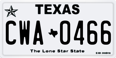 TX license plate CWA0466