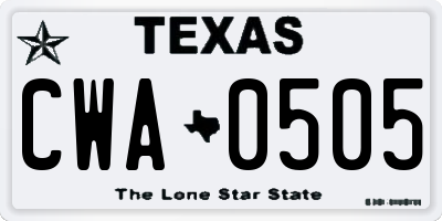 TX license plate CWA0505