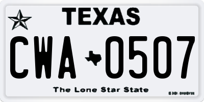 TX license plate CWA0507