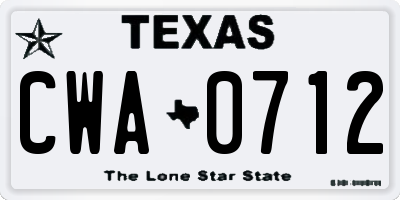 TX license plate CWA0712