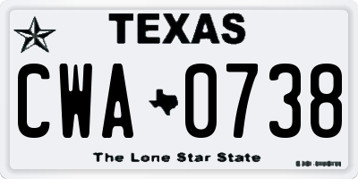 TX license plate CWA0738