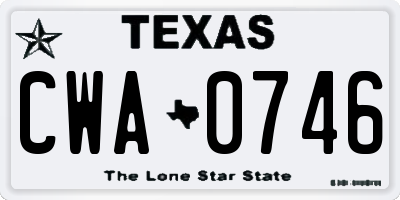 TX license plate CWA0746