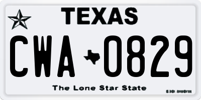 TX license plate CWA0829