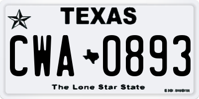 TX license plate CWA0893