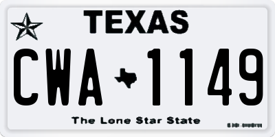 TX license plate CWA1149