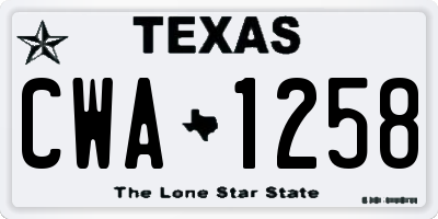 TX license plate CWA1258