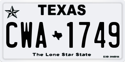 TX license plate CWA1749