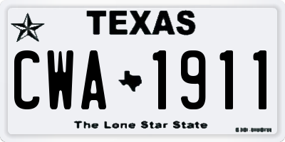 TX license plate CWA1911