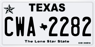 TX license plate CWA2282