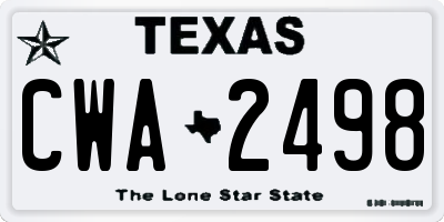 TX license plate CWA2498