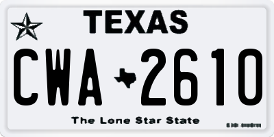 TX license plate CWA2610