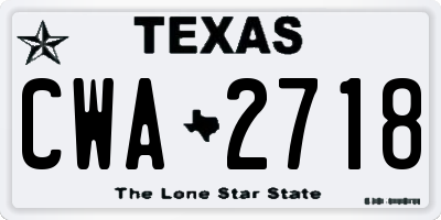 TX license plate CWA2718