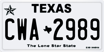 TX license plate CWA2989
