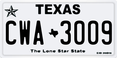 TX license plate CWA3009