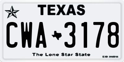 TX license plate CWA3178