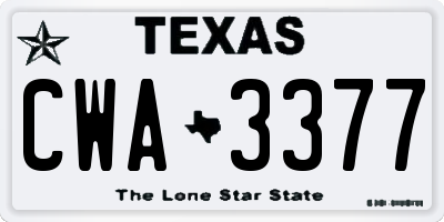 TX license plate CWA3377