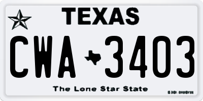 TX license plate CWA3403