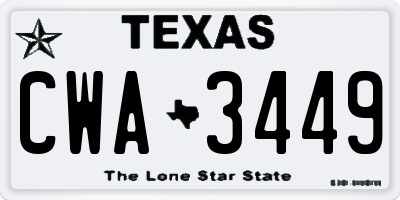 TX license plate CWA3449