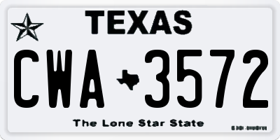 TX license plate CWA3572