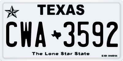 TX license plate CWA3592