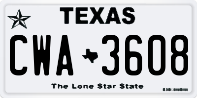 TX license plate CWA3608
