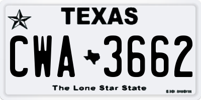 TX license plate CWA3662