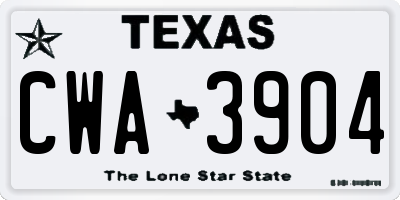 TX license plate CWA3904