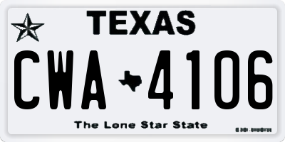 TX license plate CWA4106
