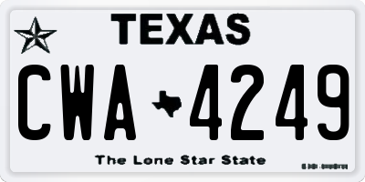 TX license plate CWA4249