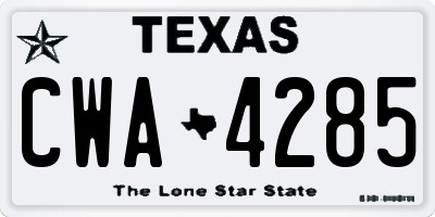 TX license plate CWA4285