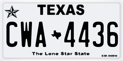 TX license plate CWA4436