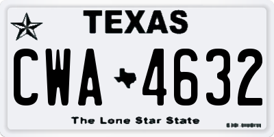 TX license plate CWA4632