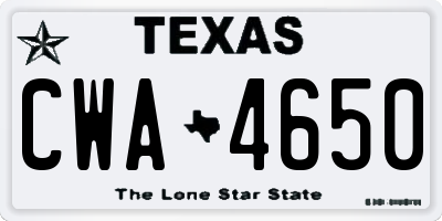 TX license plate CWA4650