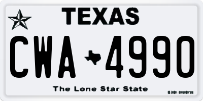 TX license plate CWA4990
