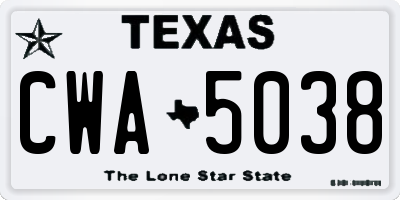 TX license plate CWA5038
