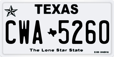 TX license plate CWA5260