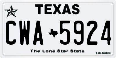 TX license plate CWA5924