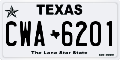 TX license plate CWA6201