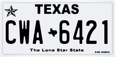 TX license plate CWA6421